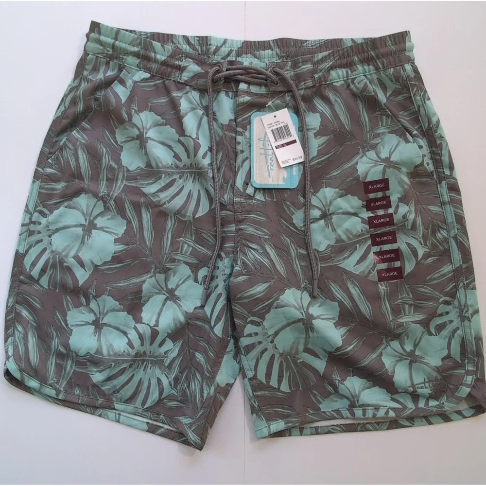 NWT Reel Life Boardwalk Shorts Mens XL Blue Performance Stretch Quick Dry UPF